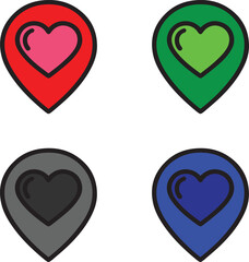 Colorful Heart Map Pin Illustrations