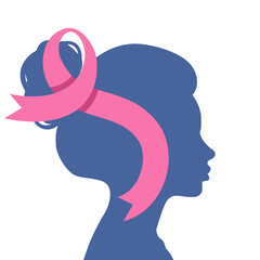 silhouette of a woman with a pink ribbon