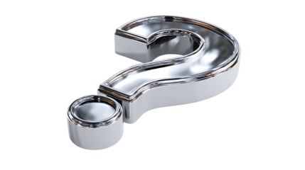 Silver 3D question mark, isolated on a white background