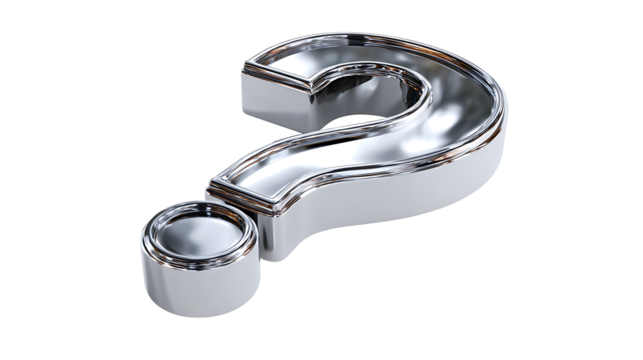 Silver 3D question mark, isolated on a white background