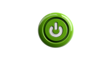 Green power button symbol isolated on a white background
