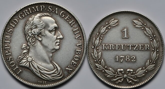 1782 One Kreutzer Silver Coin Austria Joseph II.
