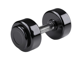 Single black dumbbell isolated on transparent background
