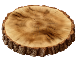Tree trunk slice wood log natural element round shape photorealistic detailed texture growth rings rustic organic isolated