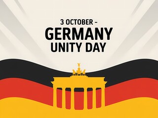 German Unity Day, October 3 - Celebration with Brandenburg Gate Silhouette.