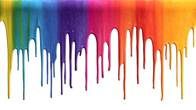 Rainbow paint dripping from the top, multicolor gradient, isolated on a white background