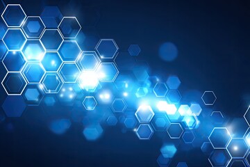 Abstract technology background featuring glowing hexagonal shapes