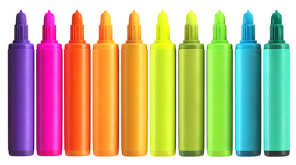 Highlighter markers in neon colors isolated on a white background