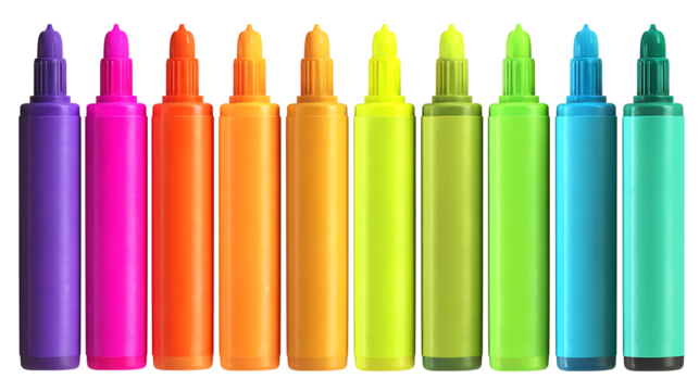 Highlighter markers in neon colors isolated on a white background