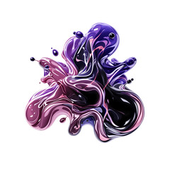 Abstract liquid sculpture in a captivating dance of purple, pink, and black, portraying a dynamic and luxurious flow of color