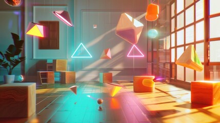 Naklejka premium Geometric shapes room interior