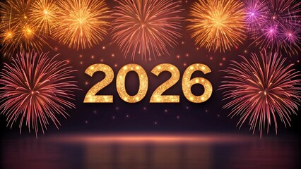 2026 New Year Celebration With Colorful Fireworks And Sparkles image photo