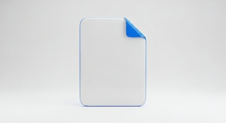 Realistic 3D Icon of a blank white document or file, isolated on a light background for digital concepts