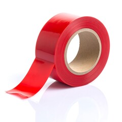 Rolled red tape against white background (1)