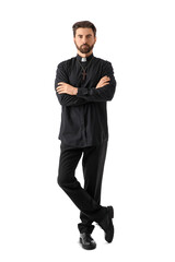 Handsome priest on white background