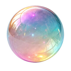 Iridescent sphere reflecting dreamy pastel galaxies and shimmering cosmic dust, a magical portal to wonder and imagination.