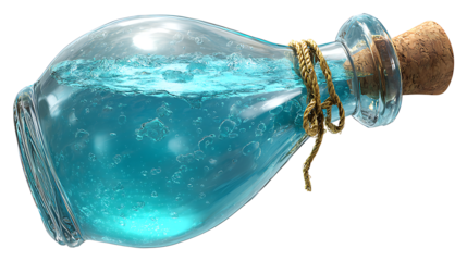 Magic potion bottle glowing, isolated on a white background