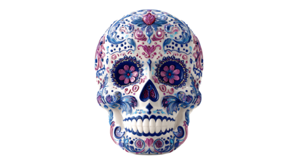 Dia de los Muertos sugar skull, isolated on a white background