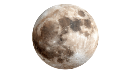 Full moon glowing, isolated on a white background.