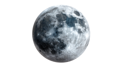 Full moon glowing, isolated on a white background.
