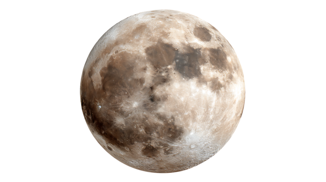 Full moon glowing, isolated on a white background.