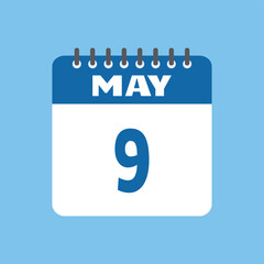 may 9 calendar icon Vector page month design