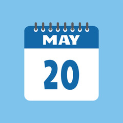 may 20 calendar icon Vector page month design