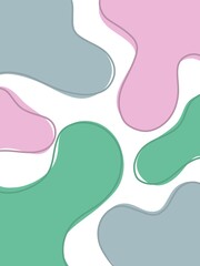 Abstract background with curved blue, pink and green spots