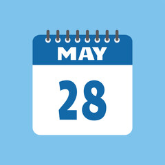 may 28 calendar icon Vector page month design