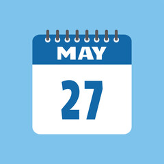 may 27 calendar icon Vector page month design
