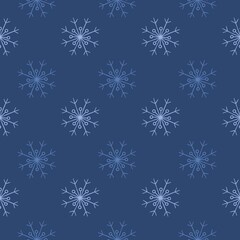 Raster repeating pattern with snowflakes on a blue background
