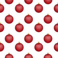 Repeating raster pattern with Christmas red balls on a white background