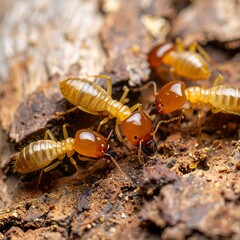 Close-up of termites on wood