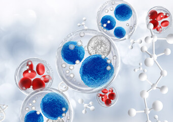 stem cell  in a bubble and molecule