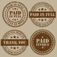 rubber stamp paid invoice vector pack