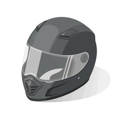 Fototapeta premium Close-up view of a dark gray motorcycle helmet.