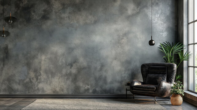 Sala de estar retr&ocirc; com poltrona marrom