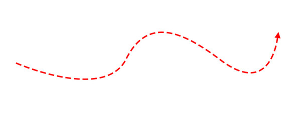 Red dashed line graph showing an upward trend Transparent Background, Graphic Design Element.