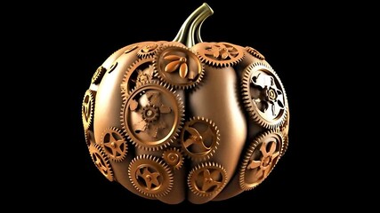 Steampunk Pumpkin: Metallic Gears and Autumn Harvest - Powered by Adobe