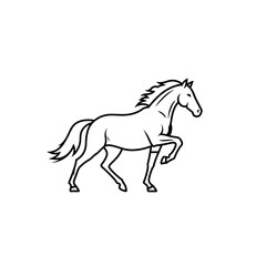 Obraz premium Black and White Illustration of a Prancing Horse in Minimalist Style