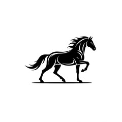 Obraz premium Black Silhouette Horse Running in Motion Artistic Design