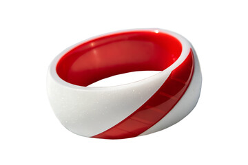Modern matte white silicone ring with bold red diagonal stripes elegant accessory for contemporary style