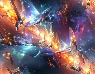 Time Fractals – Cosmic Shattered Glass Wallpaper