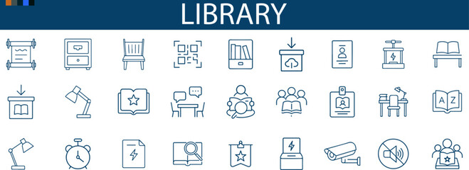 Library Icon Set for Reading, Research, and Educational UI Design