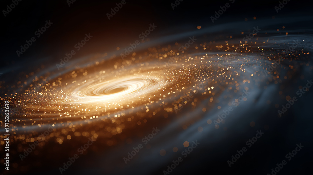 Poster celestial dance: a vibrant and captivating representation of a spiral galaxy, ablaze with a mesmeriz