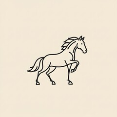 Minimalist Black Line Drawing of Horse on Light Background for Artistic or Educational Use