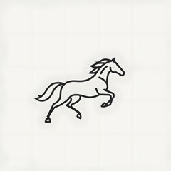 Fototapeta premium Minimalist Black Line Drawing of Running Horse on White Background