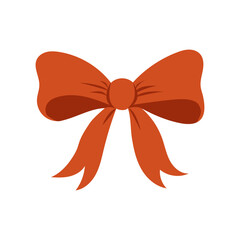 Illustration of a red bow with soft shadows isolated on white background. Decorative element for Christmas, New Year, packaging, greeting cards, party design, seasonal crafts, and festive projects.