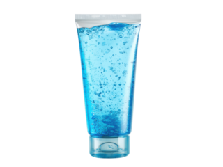 Clear tube filled with blue gel and bubbles transparent plastic, Isolated On Png Transparent Background