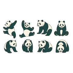 Naklejka premium Adorable Giant Pandas in Playful Poses Isolated on Transparent Background for Commercial Use